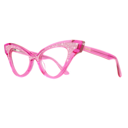 Pink glitter cat eye glasses