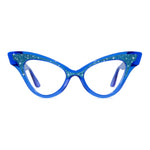 Load image into Gallery viewer, clear blue winged cat eye glasses