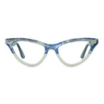 Load image into Gallery viewer, blue lace & cream cat eye glasses