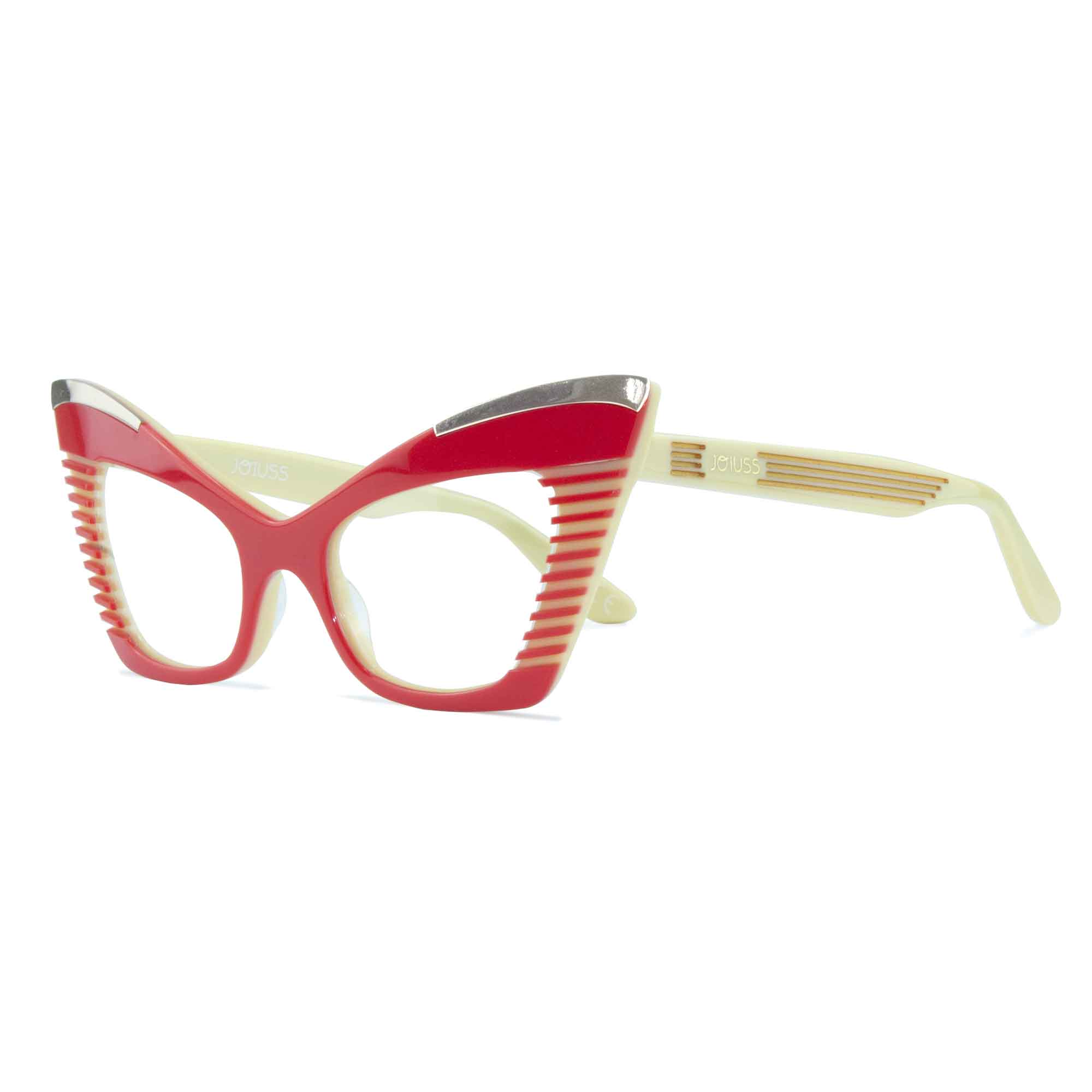 Cat Eye Glasses - Red & Cream - Doreen