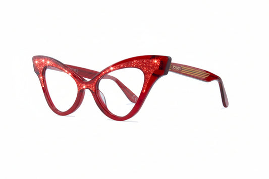 Red glitter cat eye glasses frame