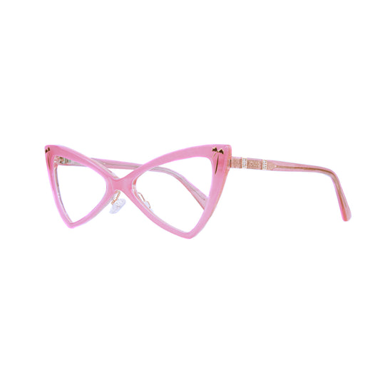 pink cateye glasses frame with rosegold bows and diamantes