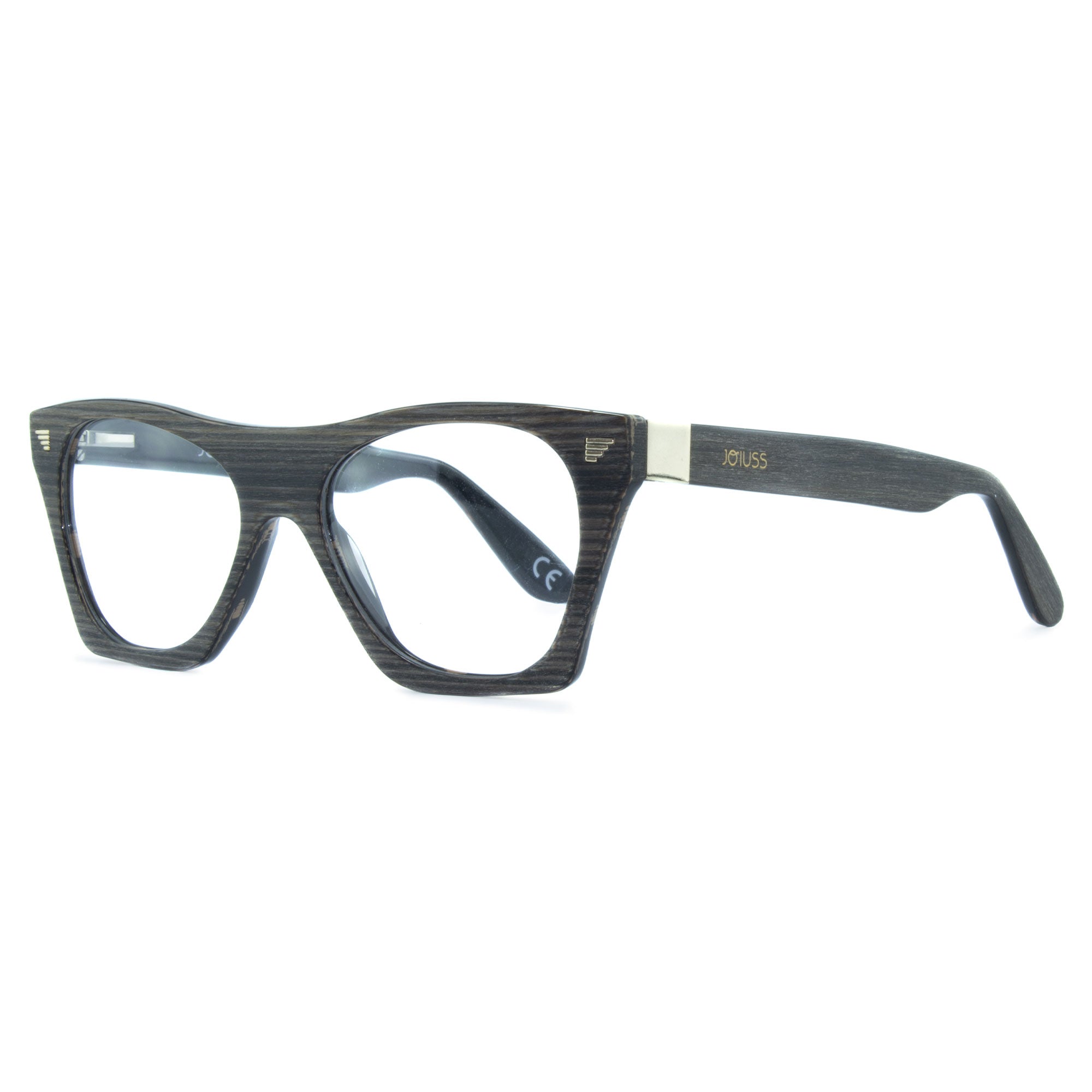 Horn Rimmed Glasses Frame - Dark Wood Effectc- Oscar