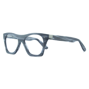 Horn Rimmed Glasses Frame - Grey Wood Effect - Oscar