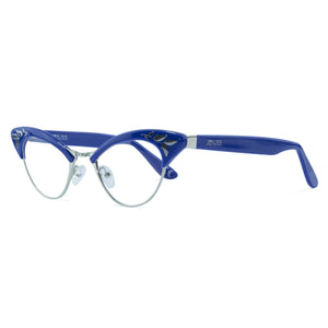 Cat Eye Glasses - Blue & Silver - Rita