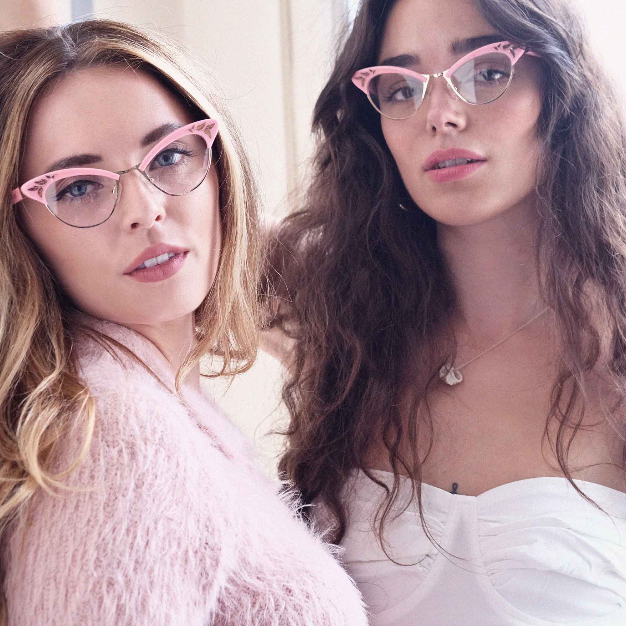 Cat Eye Glasses Frames - Pink & Rose Gold - Rita