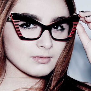 Cat Eye Glasses - Black & Red - Doreen