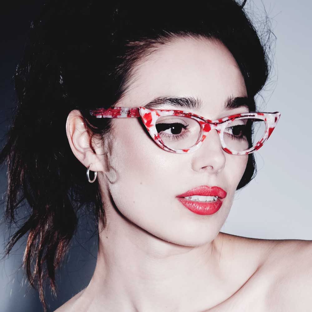 Cat Eye Glasses Frame - Red Marble - Lana