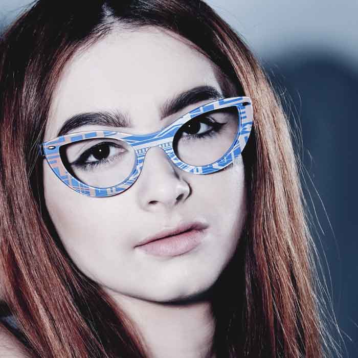 Cat Eye Glasses - Blue & Gold - Gatsby