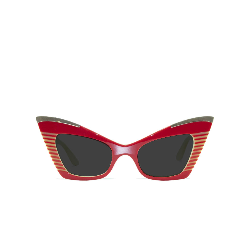 Cat Eye Sunglasses - Red & Cream - Doreen