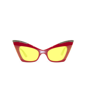 Cat Eye Sunglasses - Red & Cream - Doreen