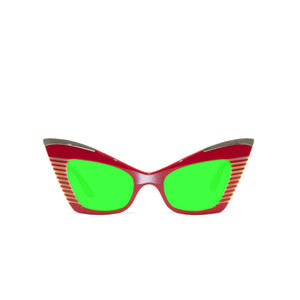 Cat Eye Sunglasses - Red & Cream - Doreen