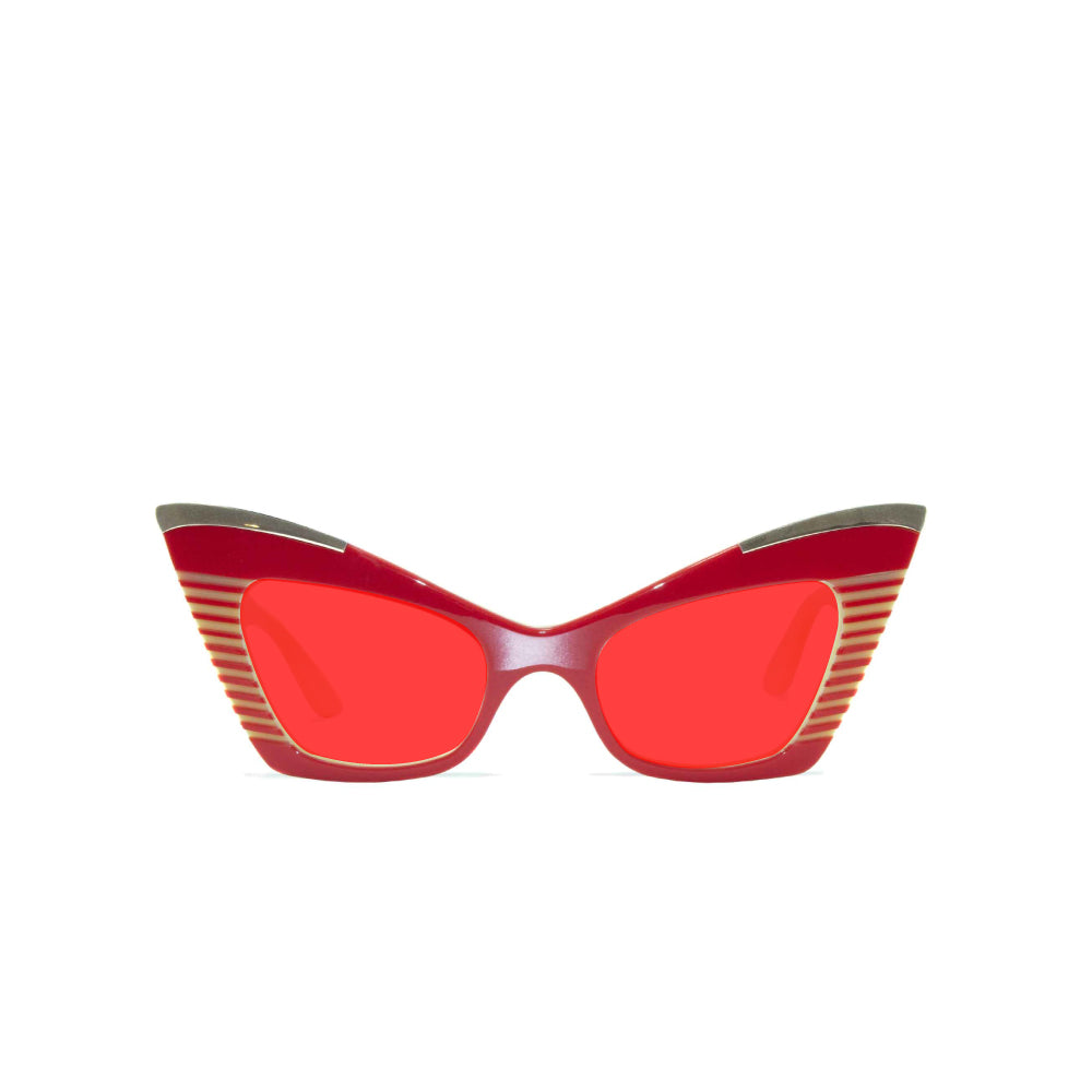 Cat Eye Sunglasses - Red & Cream - Doreen