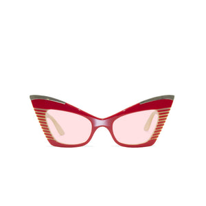 Cat Eye Sunglasses - Red & Cream - Doreen