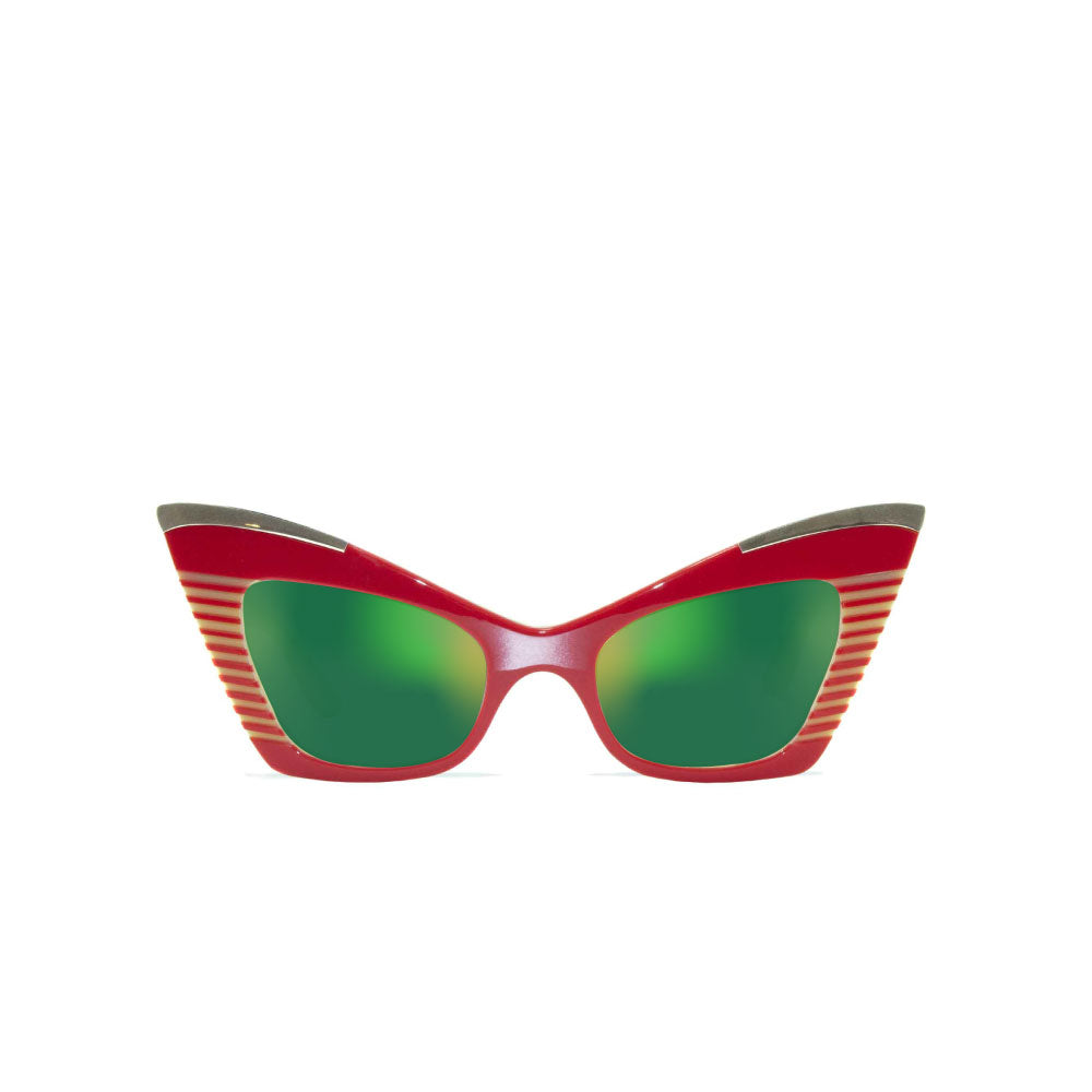 Cat Eye Sunglasses - Red & Cream - Doreen