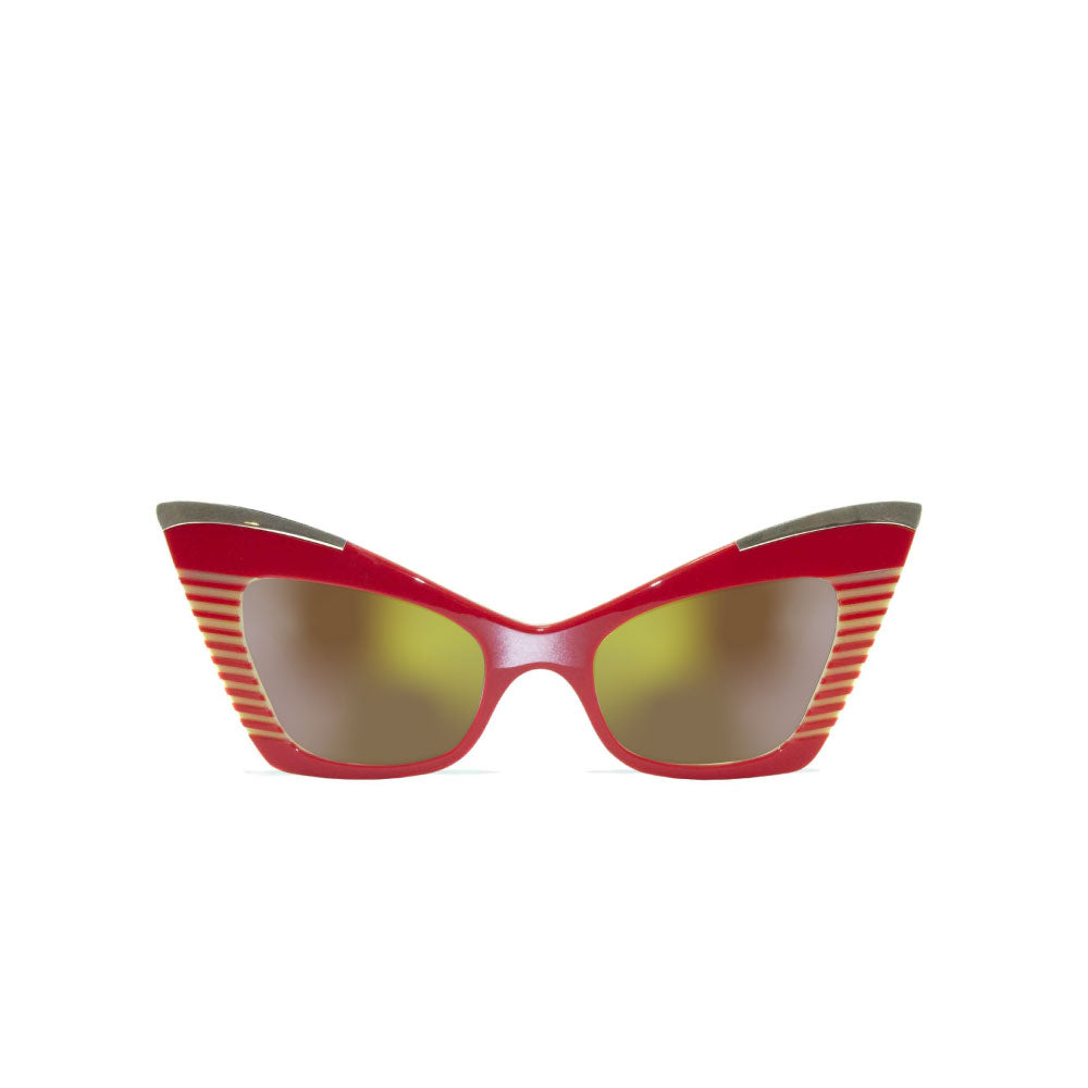 Cat Eye Sunglasses - Red & Cream - Doreen