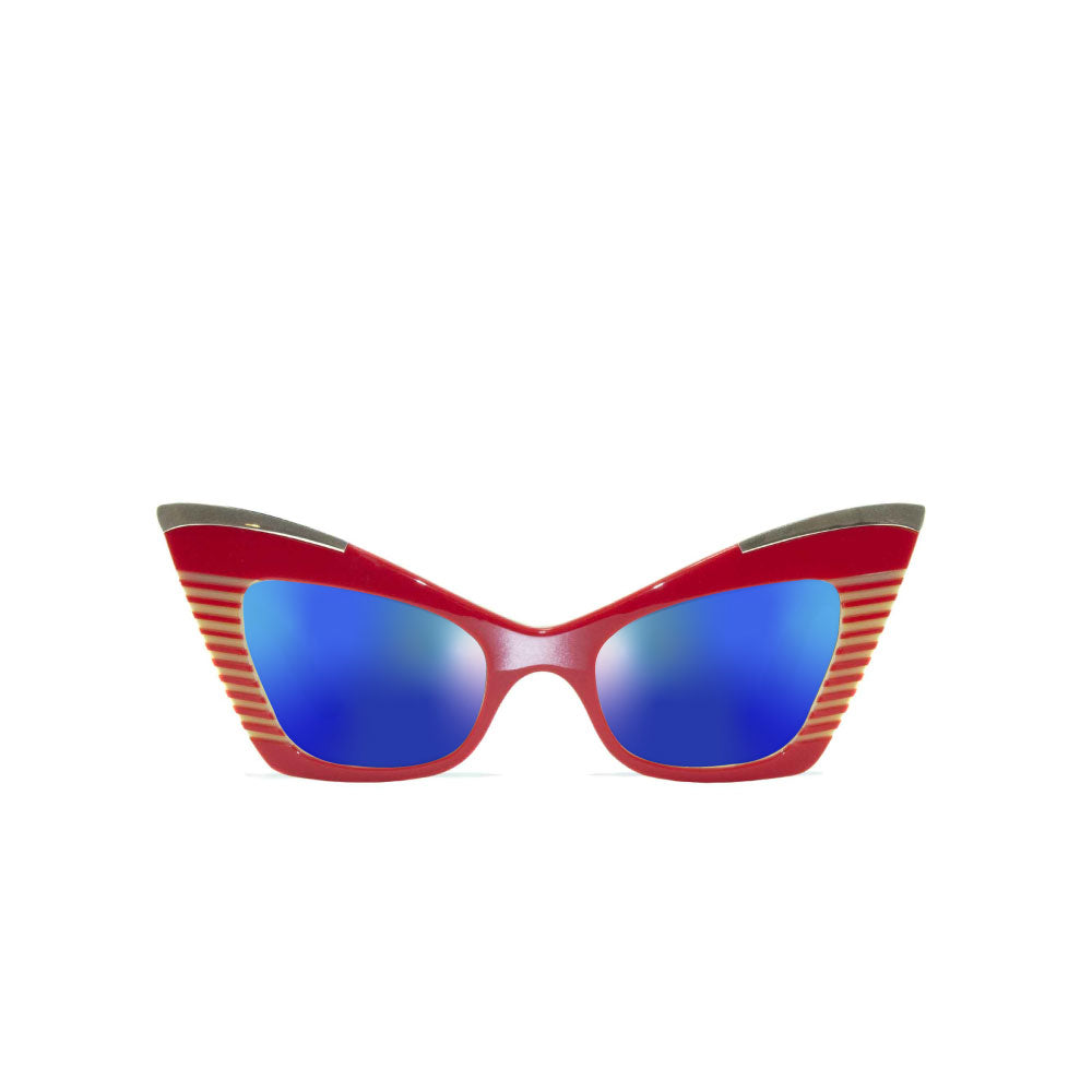 Cat Eye Sunglasses - Red & Cream - Doreen