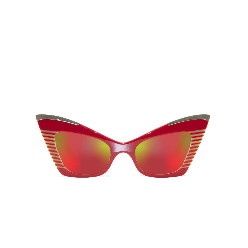 Cat Eye Sunglasses - Red & Cream - Doreen