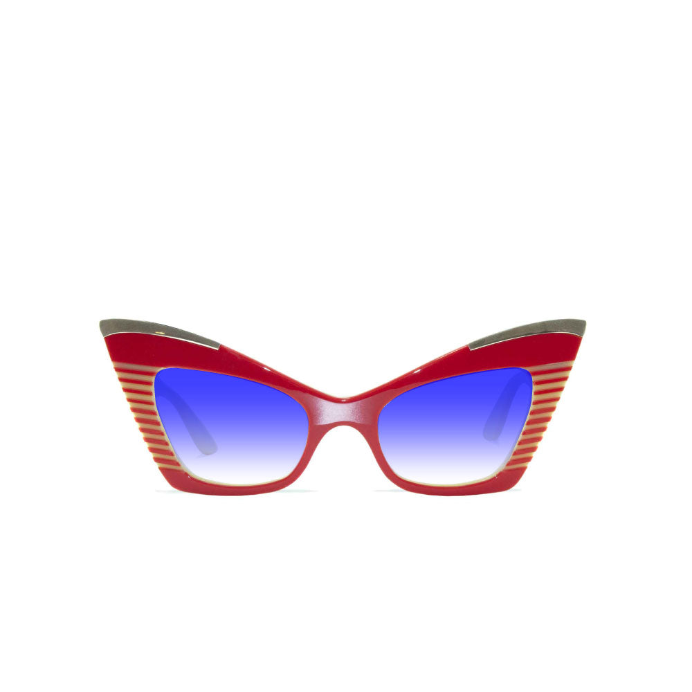 Cat Eye Sunglasses - Red & Cream - Doreen