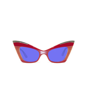 Cat Eye Sunglasses - Red & Cream - Doreen