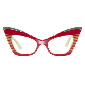 red & cream cat eye glasses