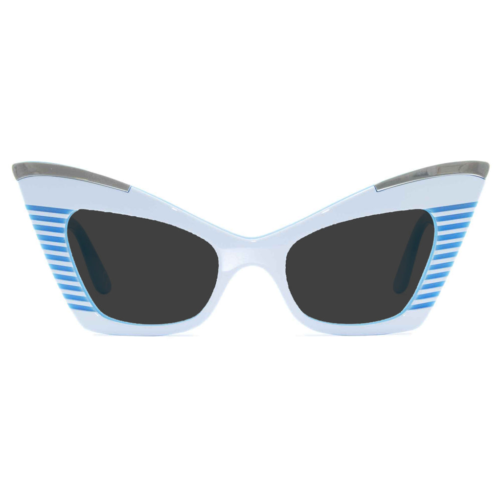 white & sky blue cat eye sunglasses