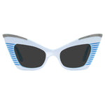 Load image into Gallery viewer, white &amp; sky blue cat eye sunglasses
