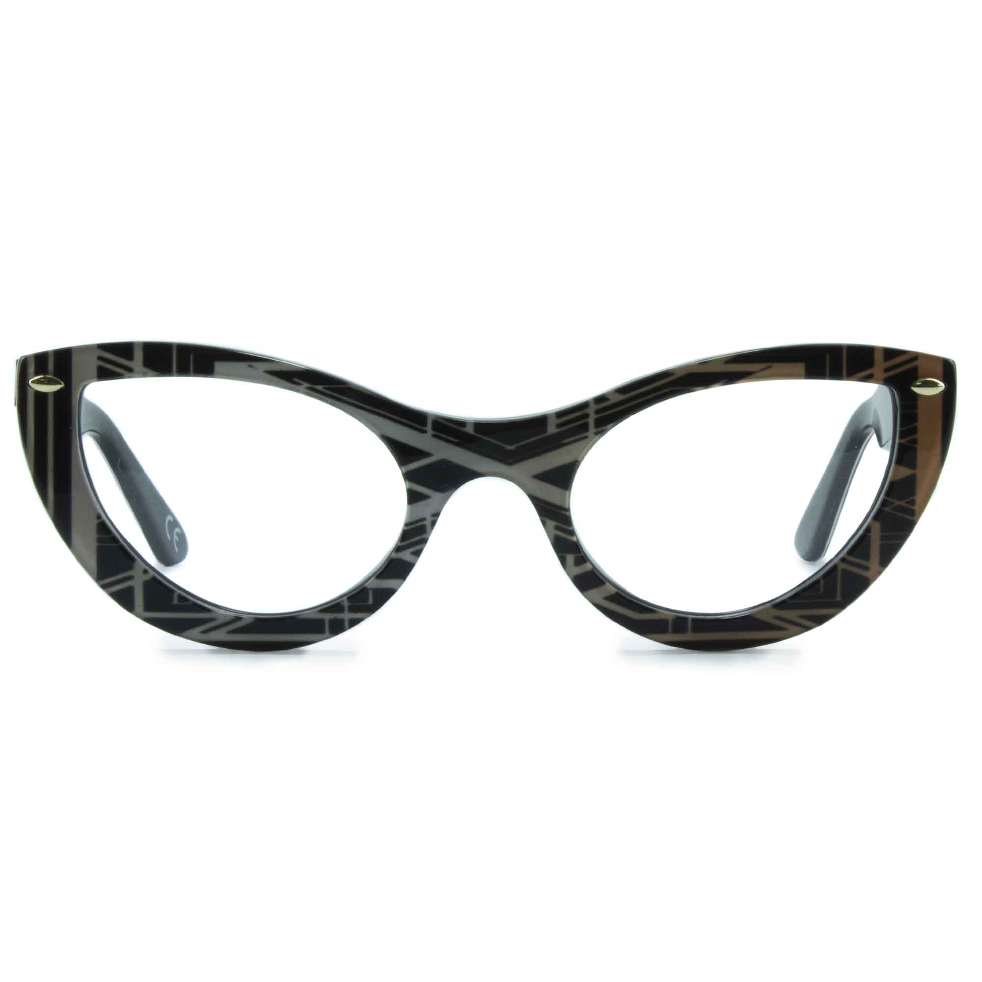 black & gold cat eye glasses