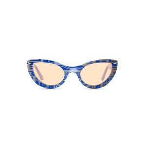 Cat Eye Sunglasses - Blue & Gold - Gatsby