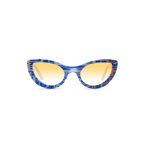 Cat Eye Sunglasses - Blue & Gold - Gatsby