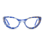 Load image into Gallery viewer, blue &amp; gold cat eye glasses
