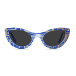 Load image into Gallery viewer, blue &amp; gold cat eye sunglasses
