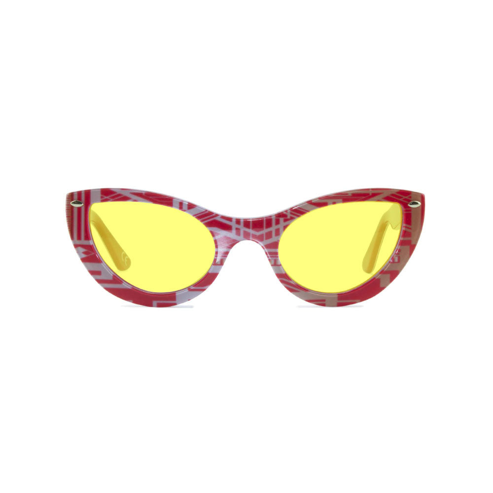 Cat Eye Sunglasses - Red & Gold - Gatsby
