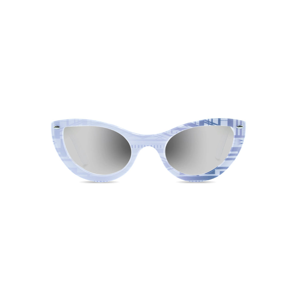 Cat Eye Sunglasses - White & SIlver - Gatsby