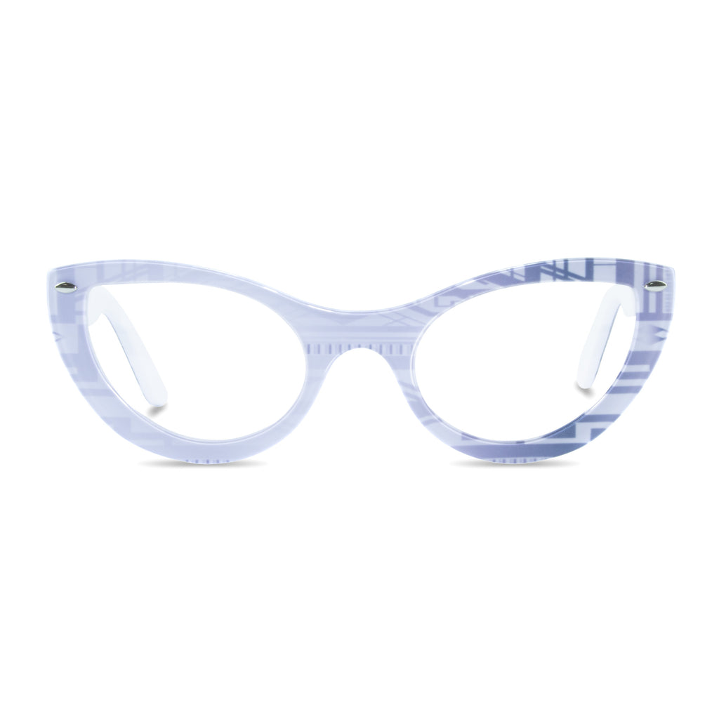 white & silver cat eye glasses