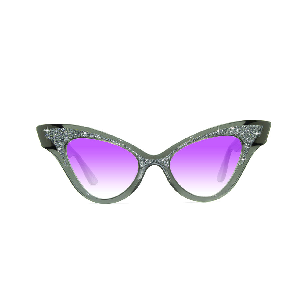 Cat Eye Sunglasses - Black  Glitter - Glimmer