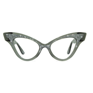 clear black winged cat eye glasses