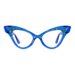 Load image into Gallery viewer, clear blue winged cat eye glasses
