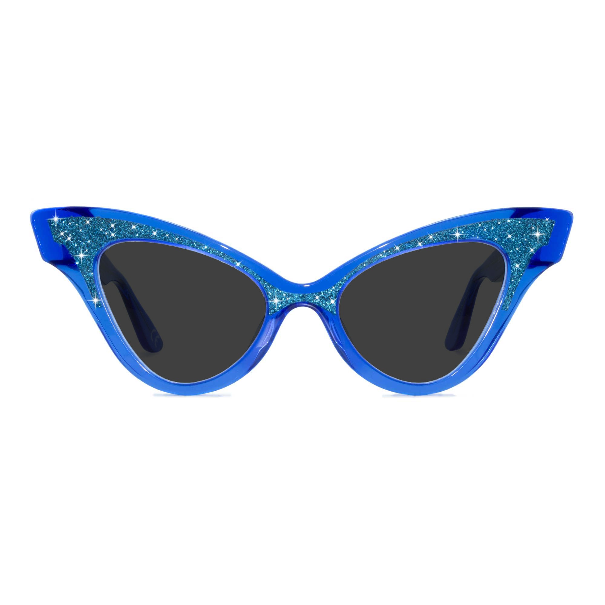 clear blue winged cat eye sunglasses