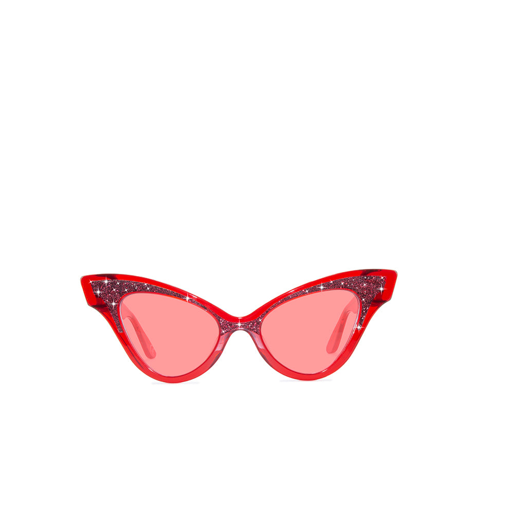 Cat Eye Sunglasses - Red Glitter - Glimmer