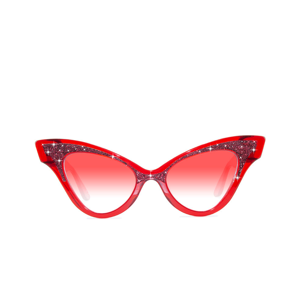 Cat Eye Sunglasses - Red Glitter - Glimmer