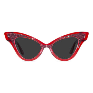 clear red winged cat eye sunglasses