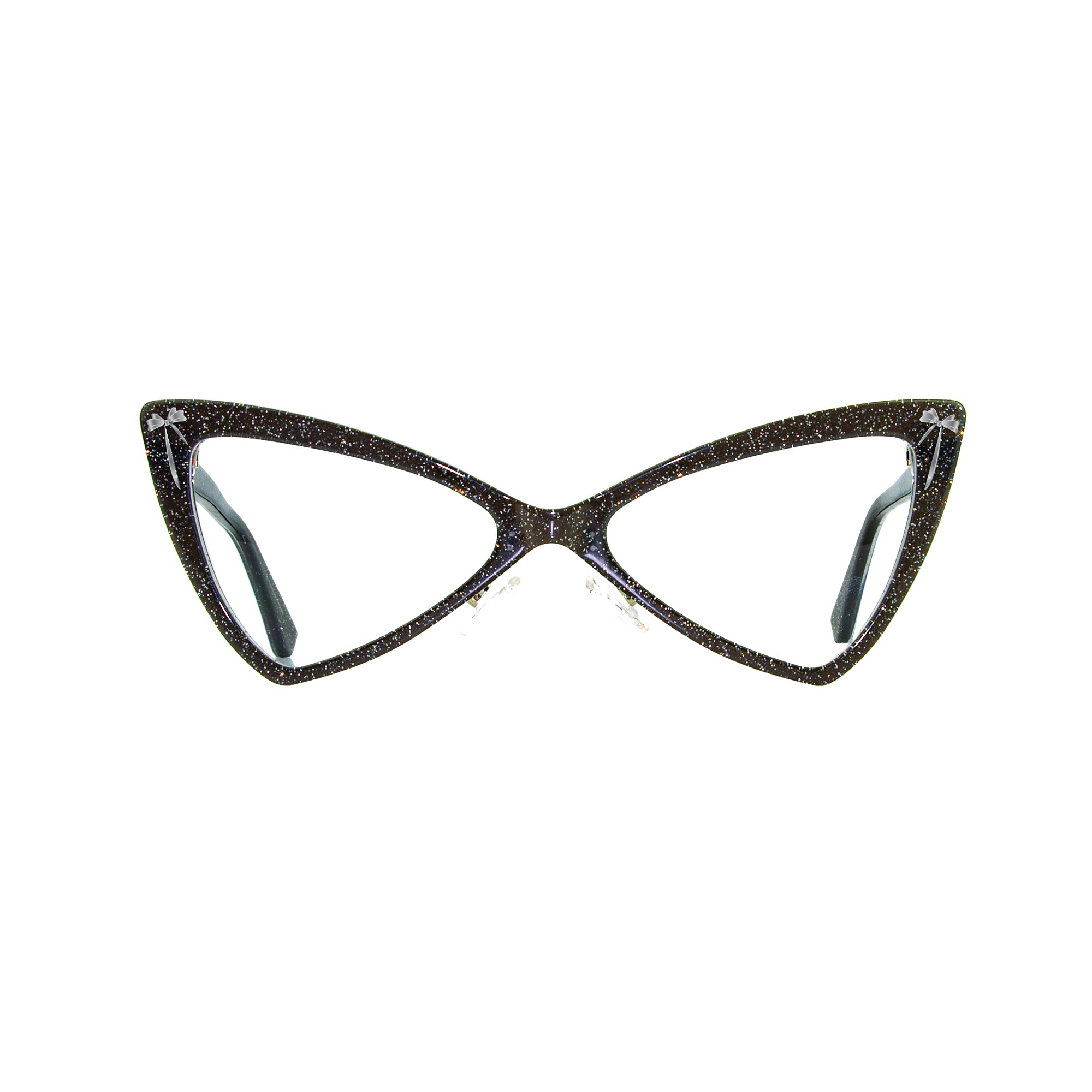 Cat Eye Glasses - Black Glitter - Hedy