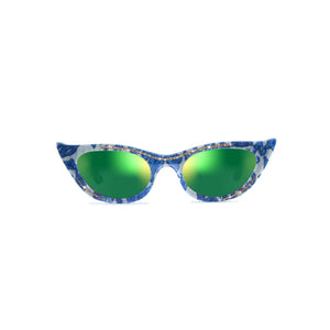 Cat Eye Sunglasses - Blue & Creme - Lana