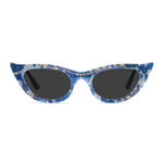 Load image into Gallery viewer, blue &amp; cream winged cat eye sunglasses
