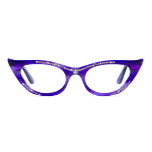purple winged cat eye glasses