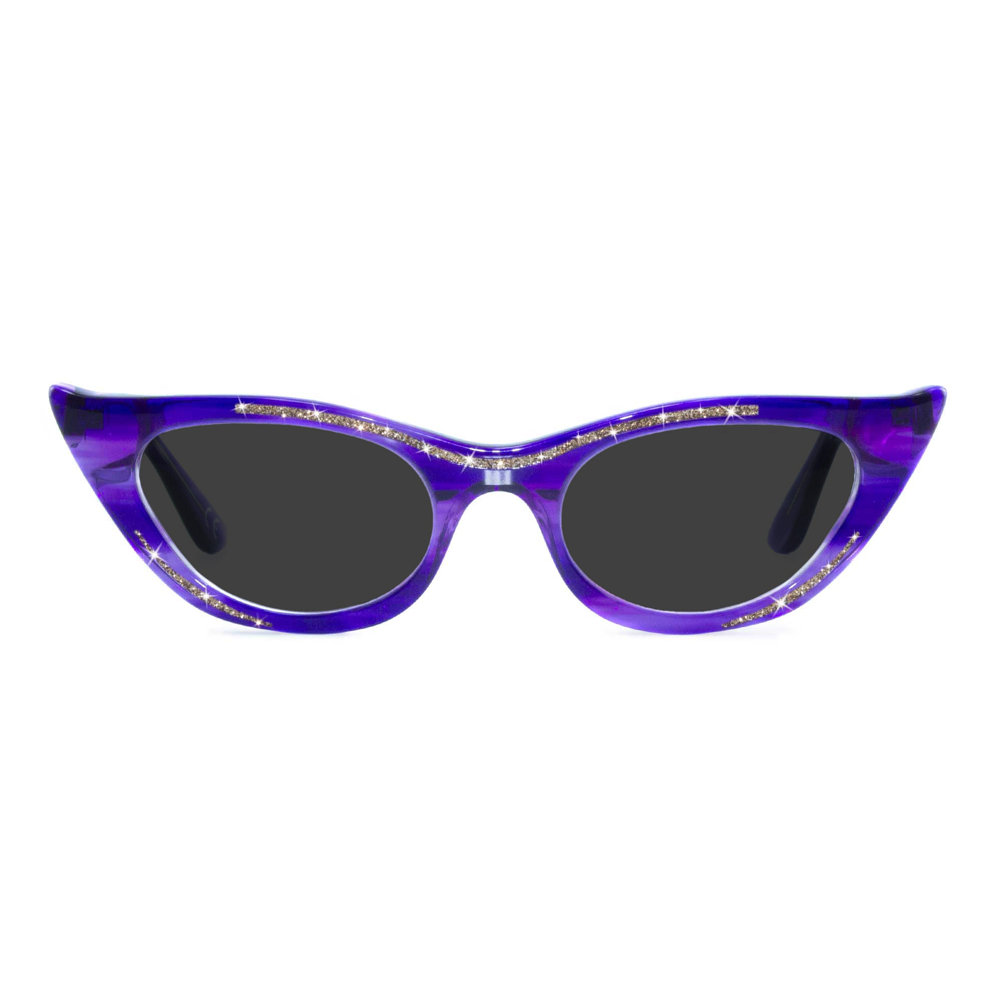 purple winged cat eye sunglasses