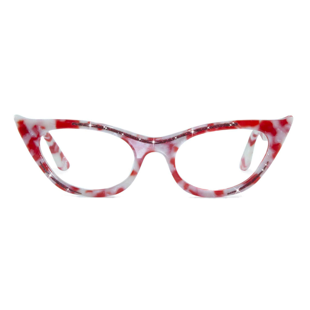 red marble winged cat eye glasses