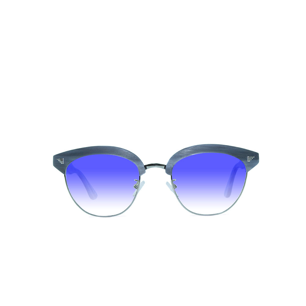 Browline Sunglasses - Grey Wood Effect - Malcolm