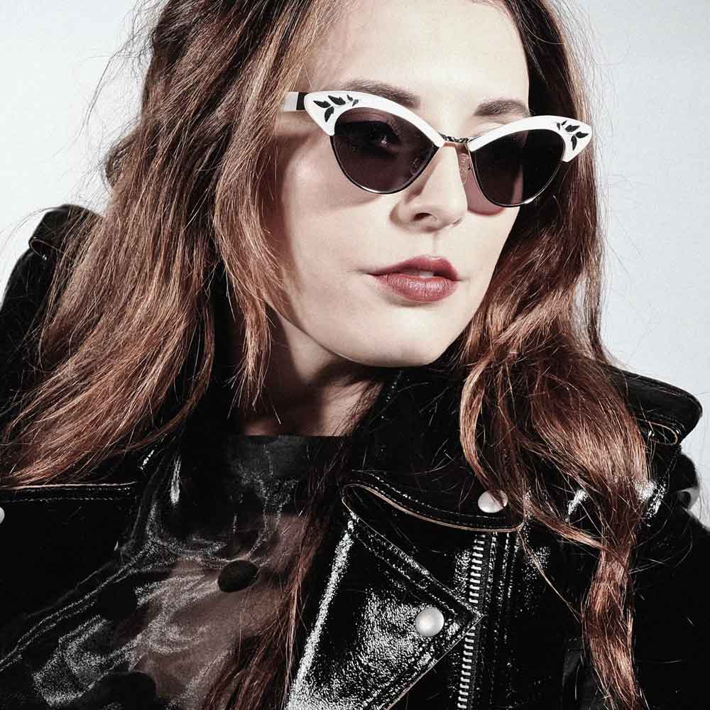 Cat Eye Sunglasses - White & Silver - Rita